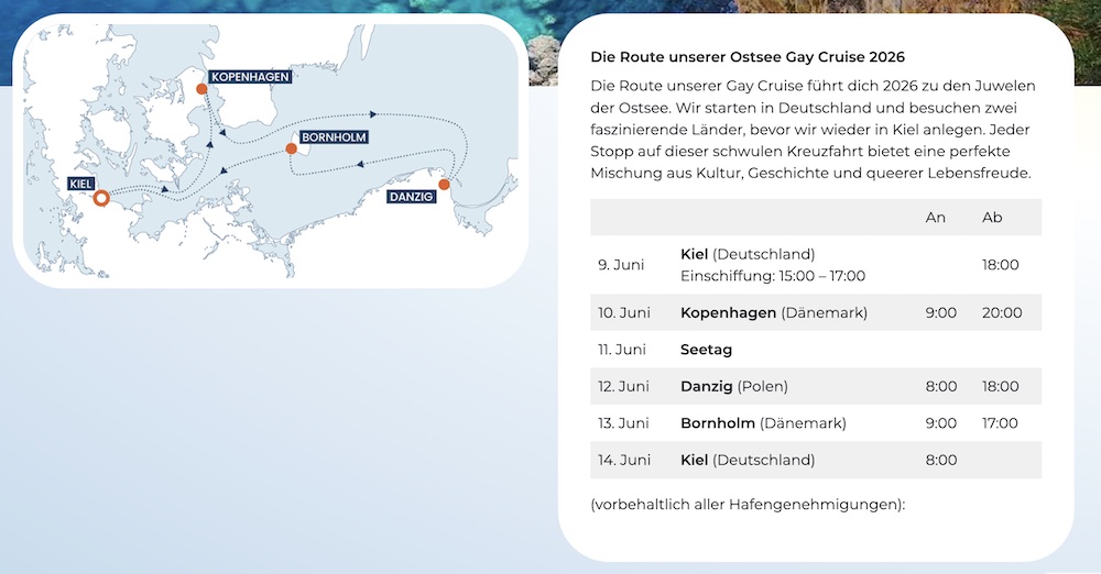 ruta de cruceros gay 2026 mar báltico